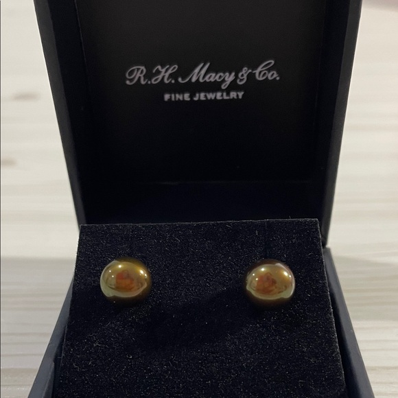 R.H. Macy & Co. Olive-Black Cultured Pearl Earrings - Picture 1 of 4